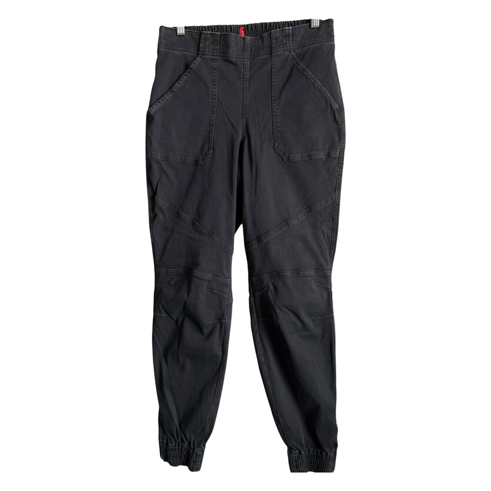 SPANX Pull On Cargo Joggers Large Washed Black Grey‎ Tummy Control Slimming Moto
